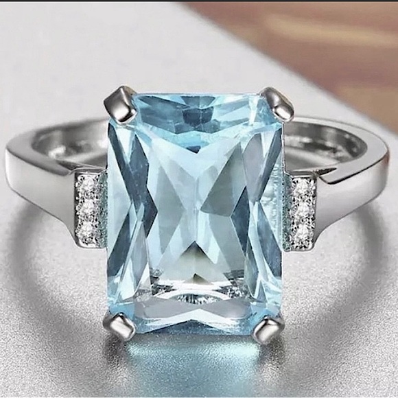 Large Sky Blue Sparkly Ring - Picture 5 of 7